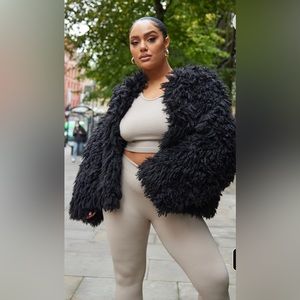 Black soft touch shaggy faux fur coat